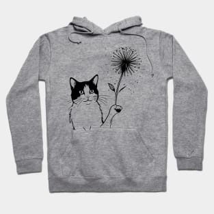 Cat Dandelion Flower adorable Hoodie